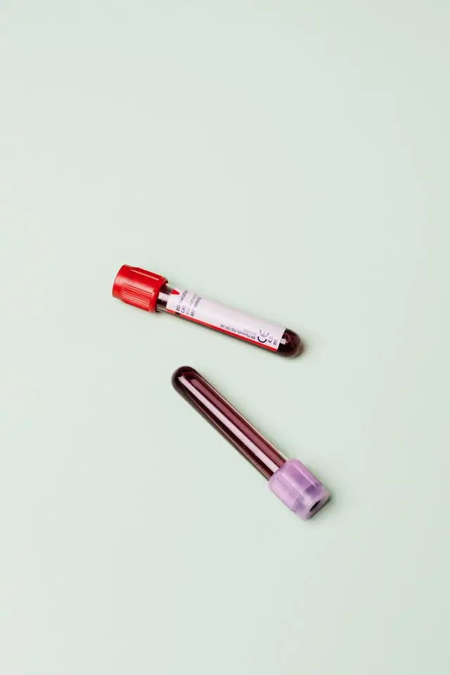 Blood test vials on clean background representing metabolic and lab assessments in Searcy, AR